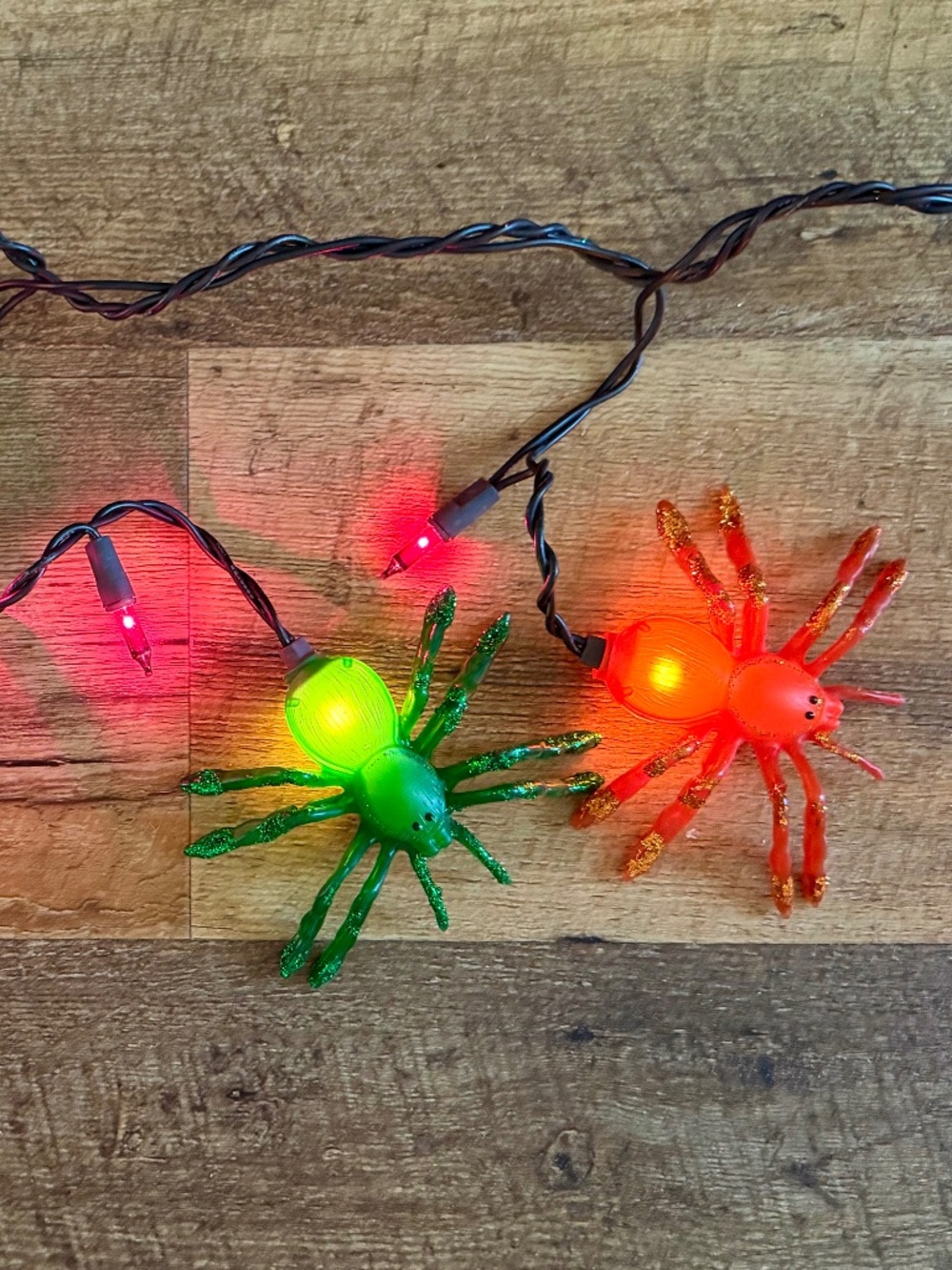 3 Sets Halloween 12-Spider String Lights 8' Long Colorful Purple Green Orange